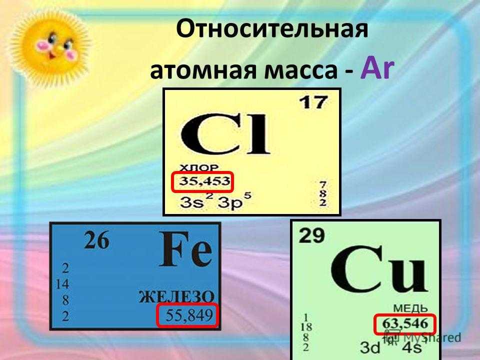 Определить относительные атомные массы элементов