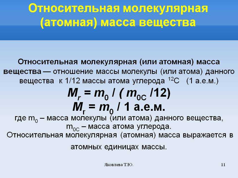 Относительная атомная масса презентация