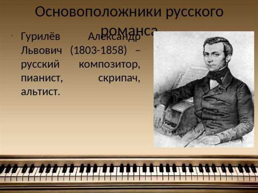 Композитор название романса. Гурилев портрет композитора.