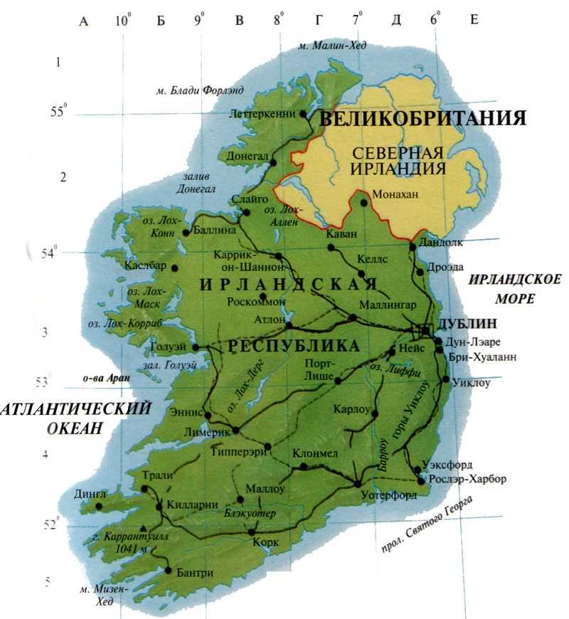 Карта ирландии на русском