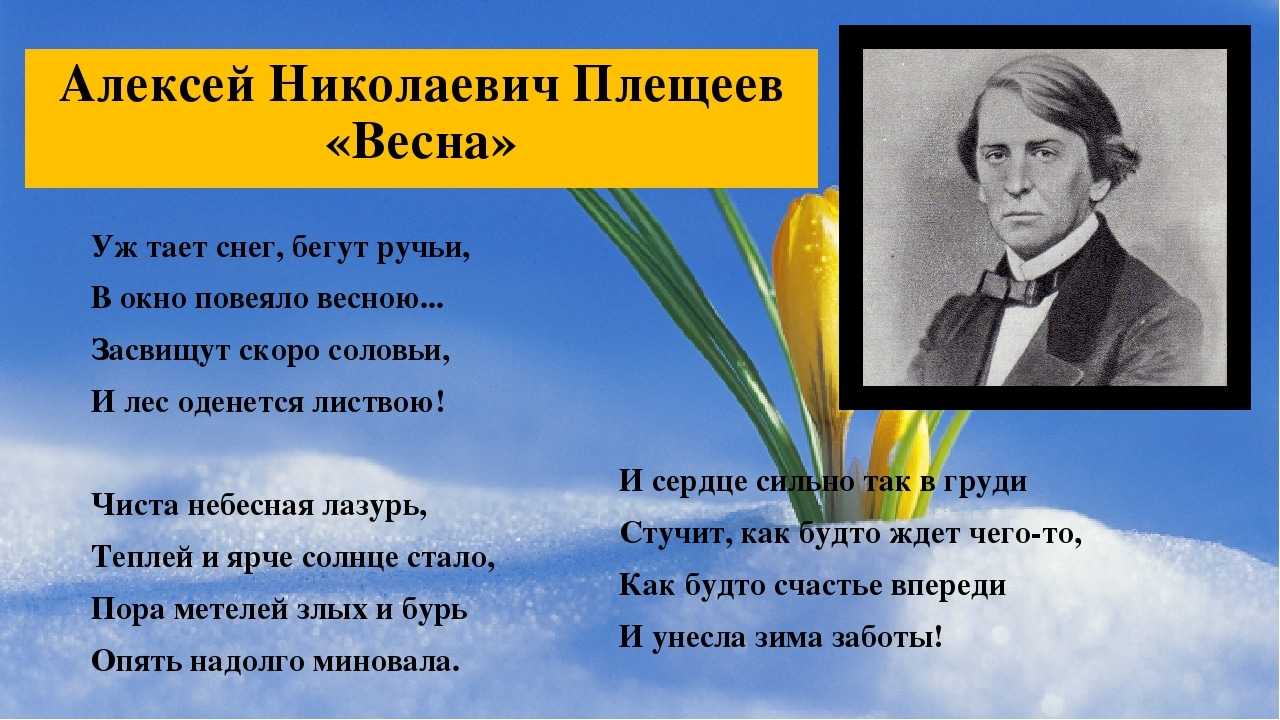 Писатели про весну. Стихи Алексея Николаевича Плещеева.